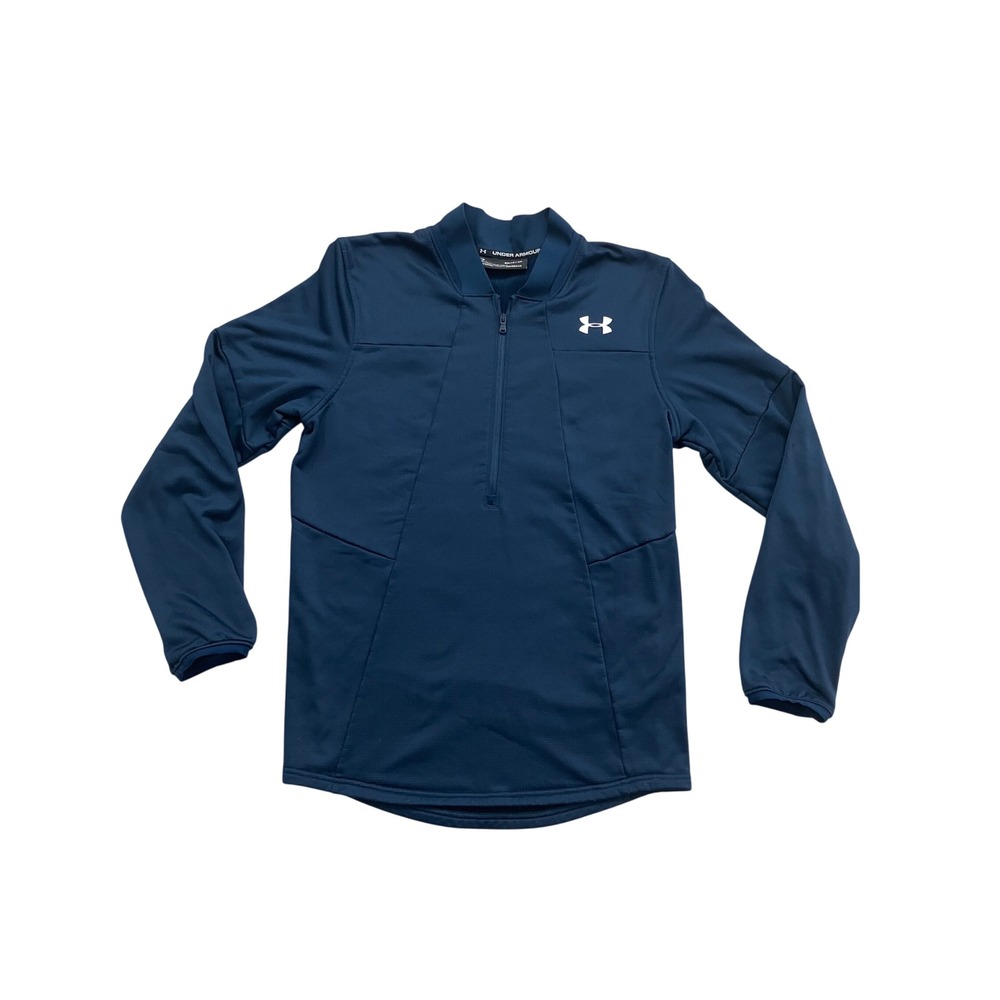 Under Armour ColdGear Navy Blue Quarter Zip Pullover Mens Small Loose Fit SM